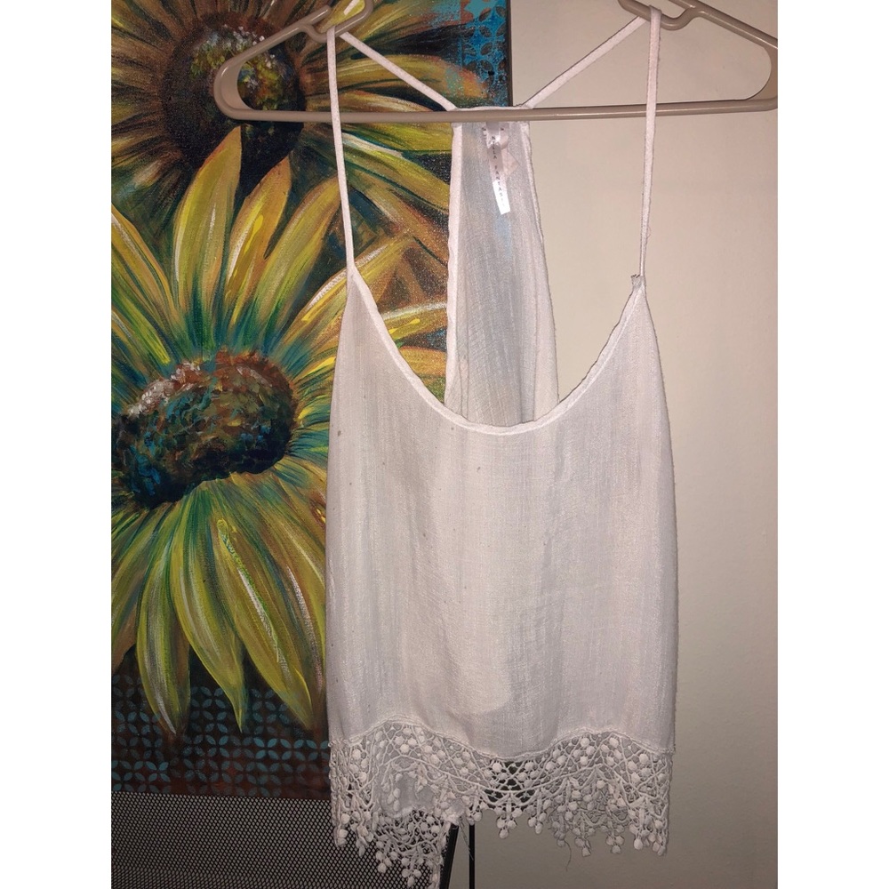 Off-White Tank w/ Lace Trim